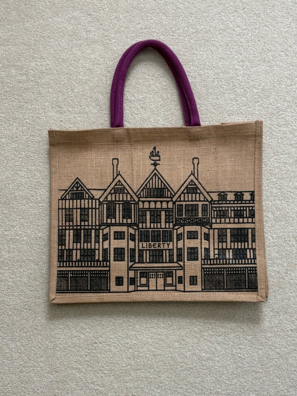 NWOT Liberty London Women’s Liberty Building Jute Tote Bag. - Picture 5 of 8